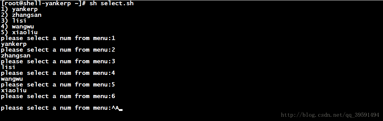 shell编程之select循环用法