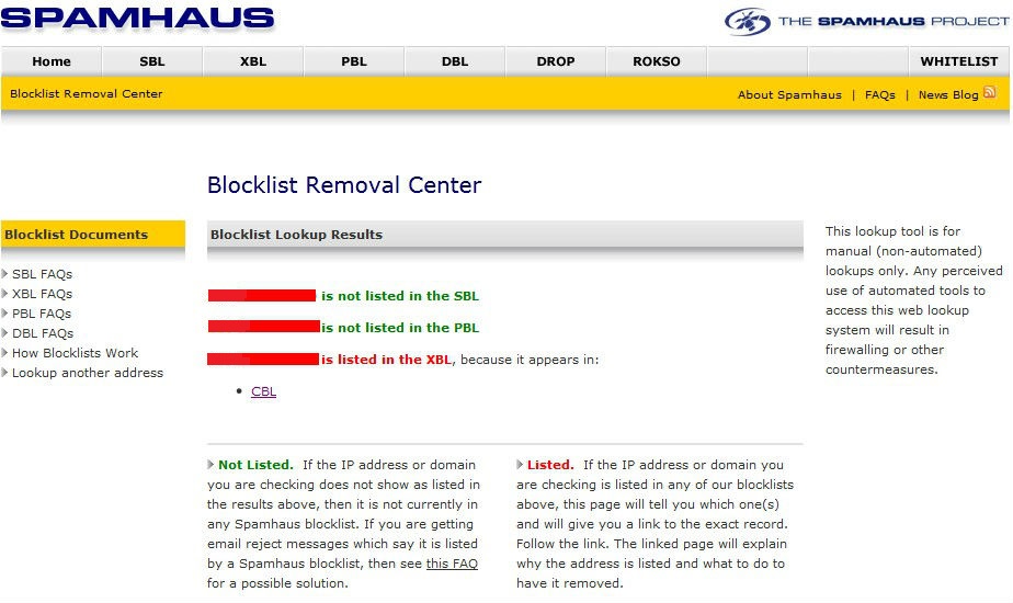 CBL/SBL（cbl.abuseat.org）黑名单移除方法